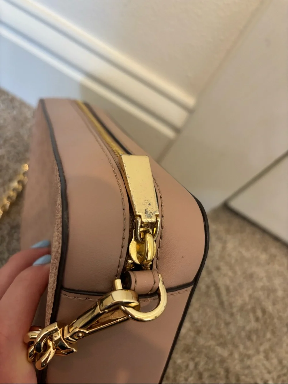 Michael Kors Blush Signature Crossbody with Gold Chain